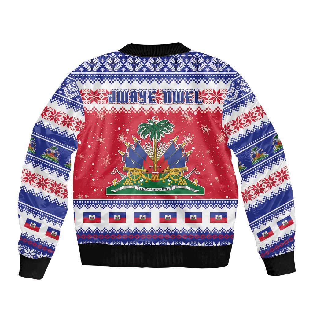 Afro Haiti Christmas Bomber Jacket Coat Of Arms Jwaye Nwel - African Pride