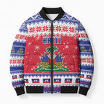 Afro Haiti Christmas Bomber Puffer Jacket Coat Of Arms Jwaye Nwel
