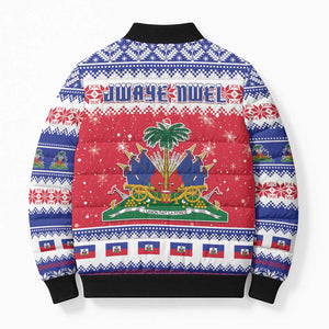 Afro Haiti Christmas Bomber Puffer Jacket Coat Of Arms Jwaye Nwel