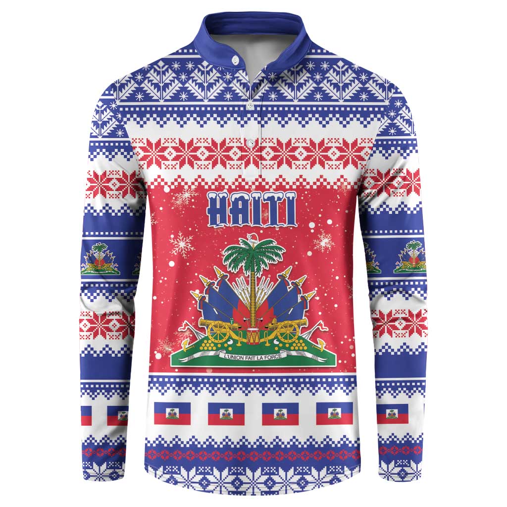 Afro Haiti Christmas Button Sweatshirt Coat Of Arms Jwaye Nwel