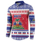 Afro Haiti Christmas Button Sweatshirt Coat Of Arms Jwaye Nwel