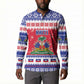 Afro Haiti Christmas Button Sweatshirt Coat Of Arms Jwaye Nwel
