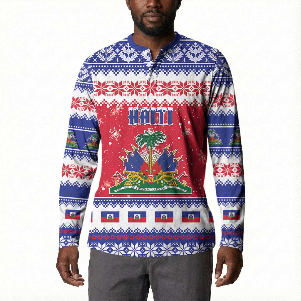 Afro Haiti Christmas Button Sweatshirt Coat Of Arms Jwaye Nwel