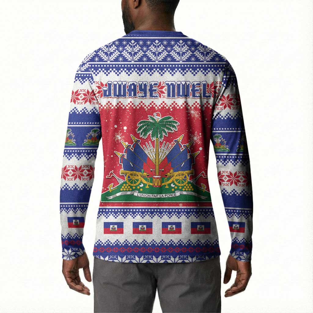 Afro Haiti Christmas Button Sweatshirt Coat Of Arms Jwaye Nwel