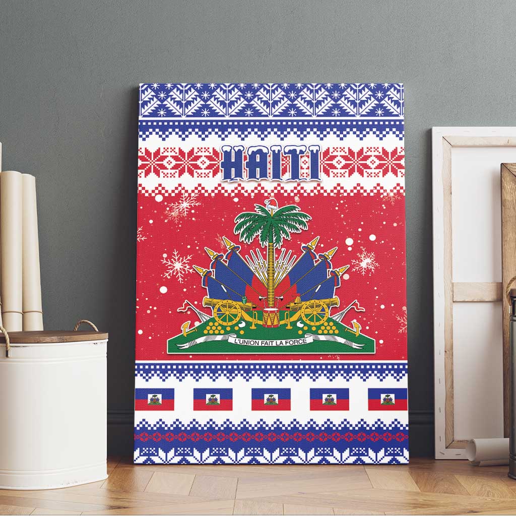 Afro Haiti Christmas Canvas Wall Art Coat Of Arms Jwaye Nwel - African Pride