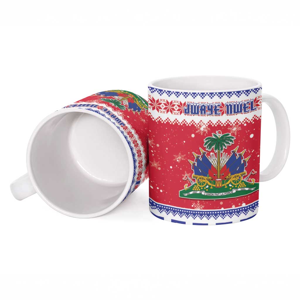 Afro Haiti Christmas Ceramic Mug Coat Of Arms Jwaye Nwel