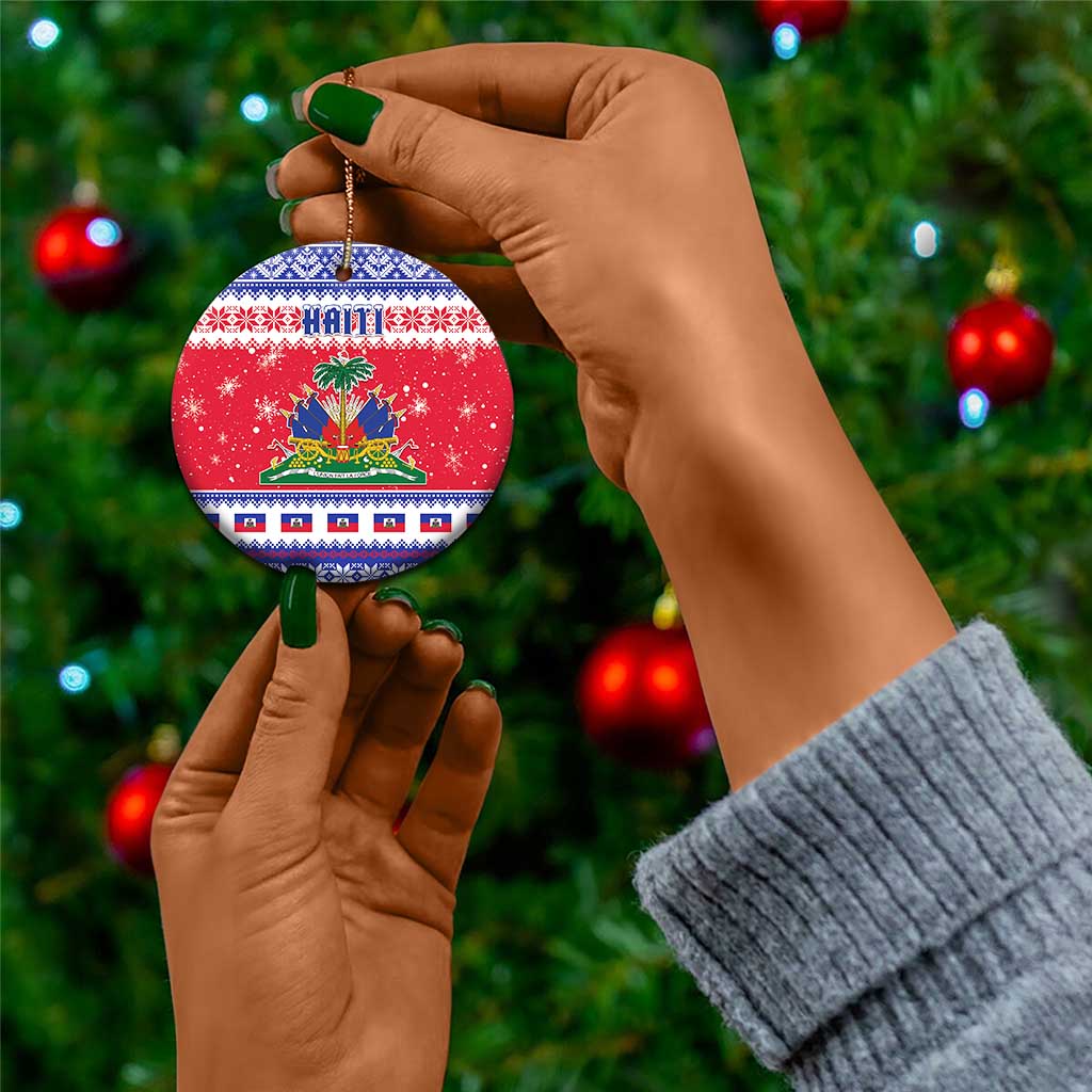 Afro Haiti Christmas Ceramic Ornament Coat Of Arms Jwaye Nwel - African Pride