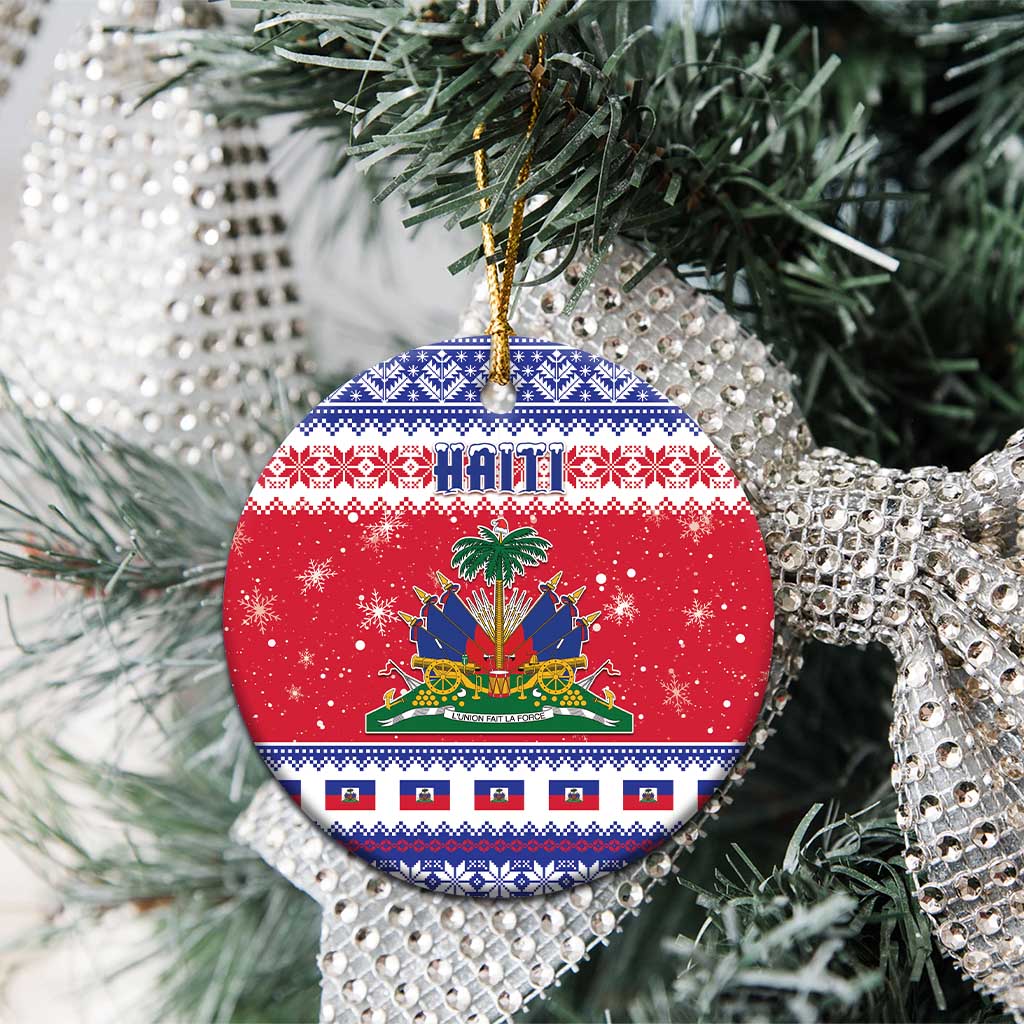 Afro Haiti Christmas Ceramic Ornament Coat Of Arms Jwaye Nwel - African Pride