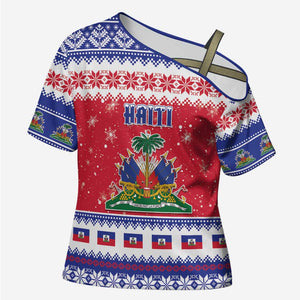 Afro Haiti Christmas Cross Shoulder Shirt Coat Of Arms Jwaye Nwel