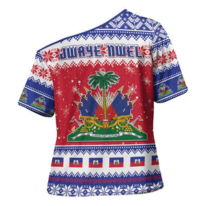 Afro Haiti Christmas Cross Shoulder Shirt Coat Of Arms Jwaye Nwel