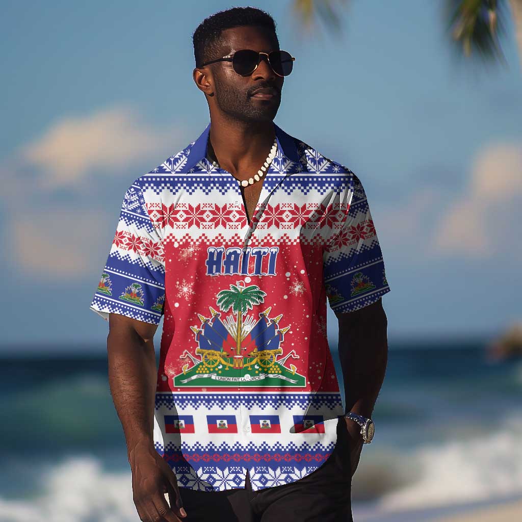 Afro Haiti Christmas Hawaiian Shirt Coat Of Arms Jwaye Nwel - African Pride