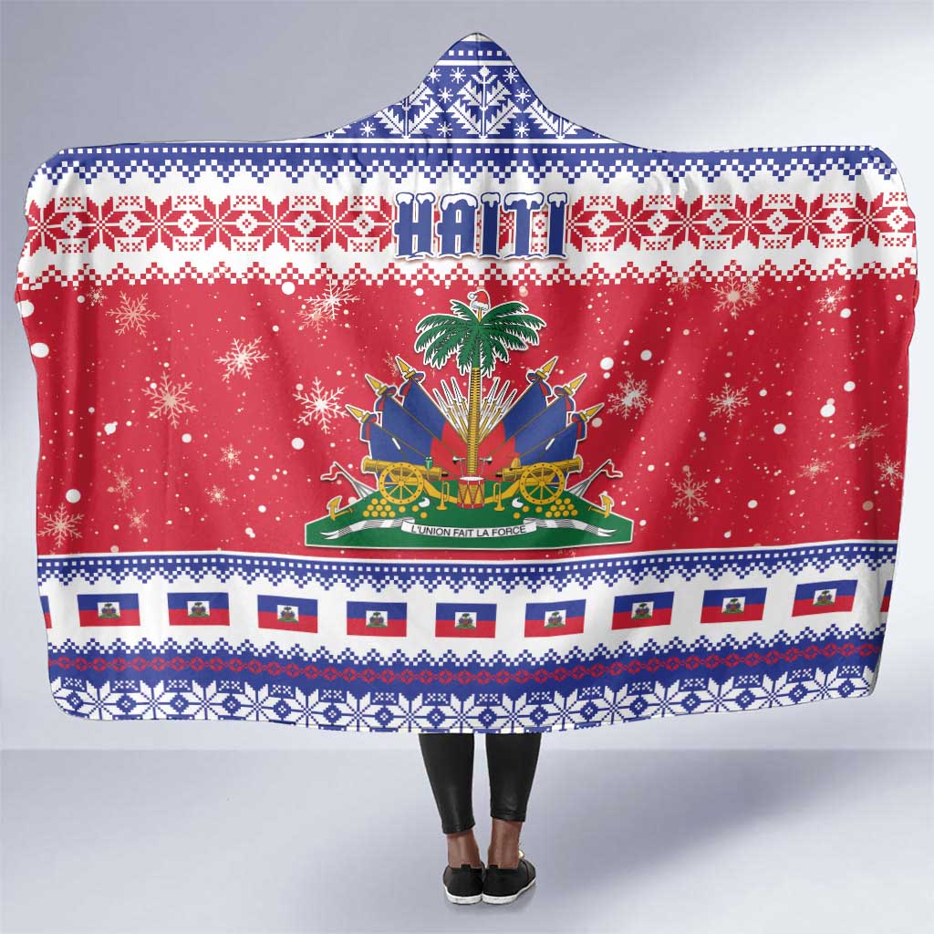 Afro Haiti Christmas Hooded Blanket Coat Of Arms Jwaye Nwel - African Pride