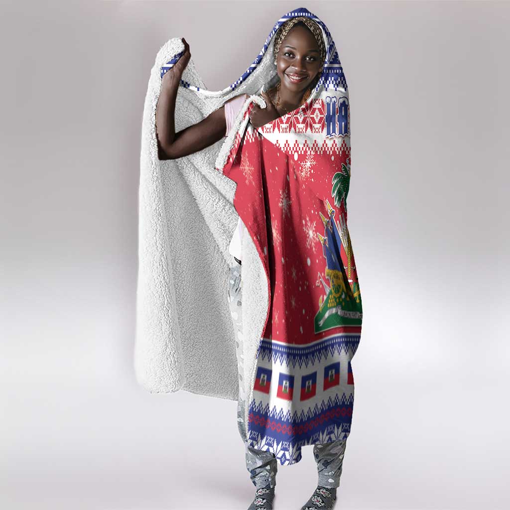 Afro Haiti Christmas Hooded Blanket Coat Of Arms Jwaye Nwel - African Pride