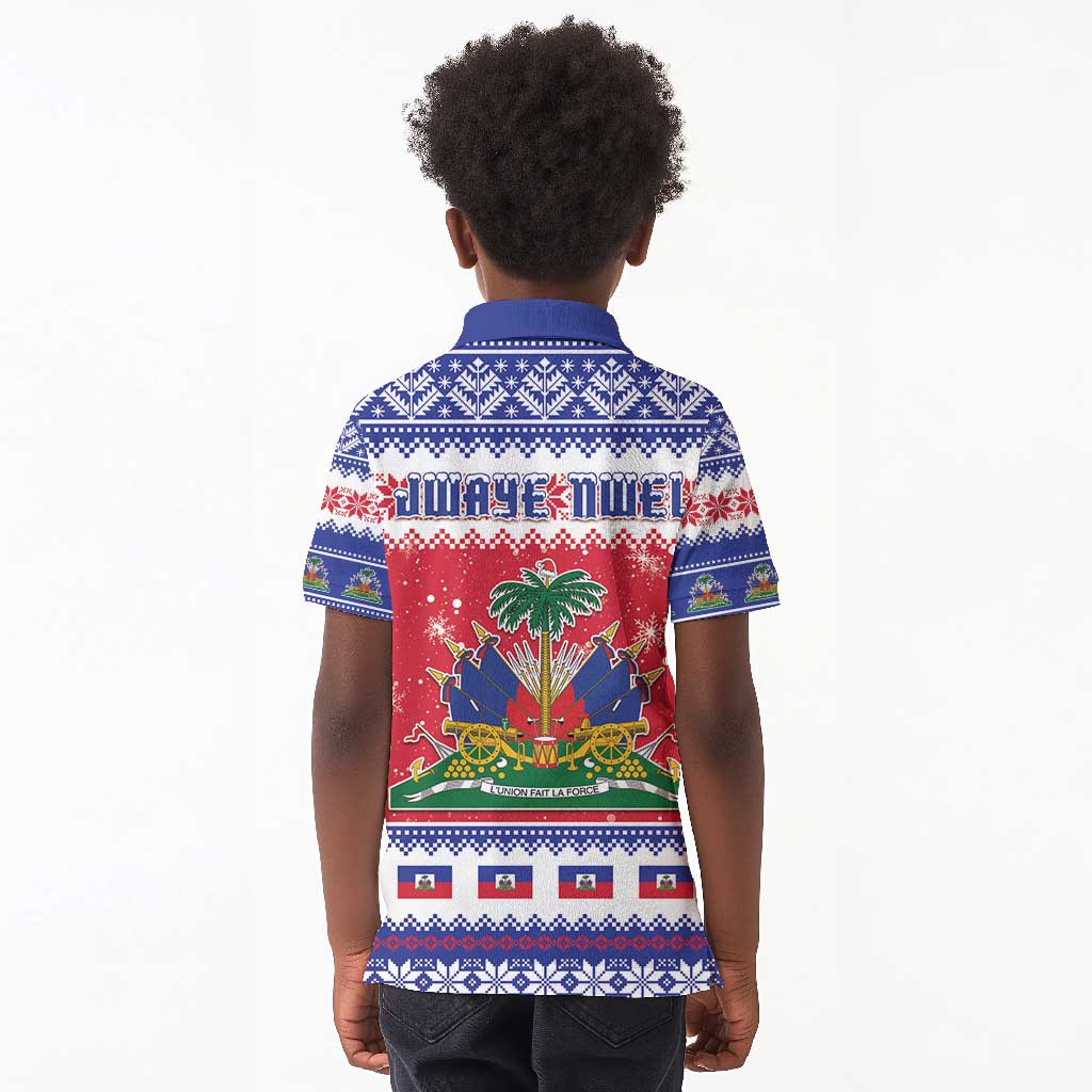 Afro Haiti Christmas Kid Polo Shirt Coat Of Arms Jwaye Nwel - African Pride