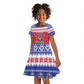 Afro Haiti Christmas Kid Short Sleeve Dress Coat Of Arms Jwaye Nwel - African Pride