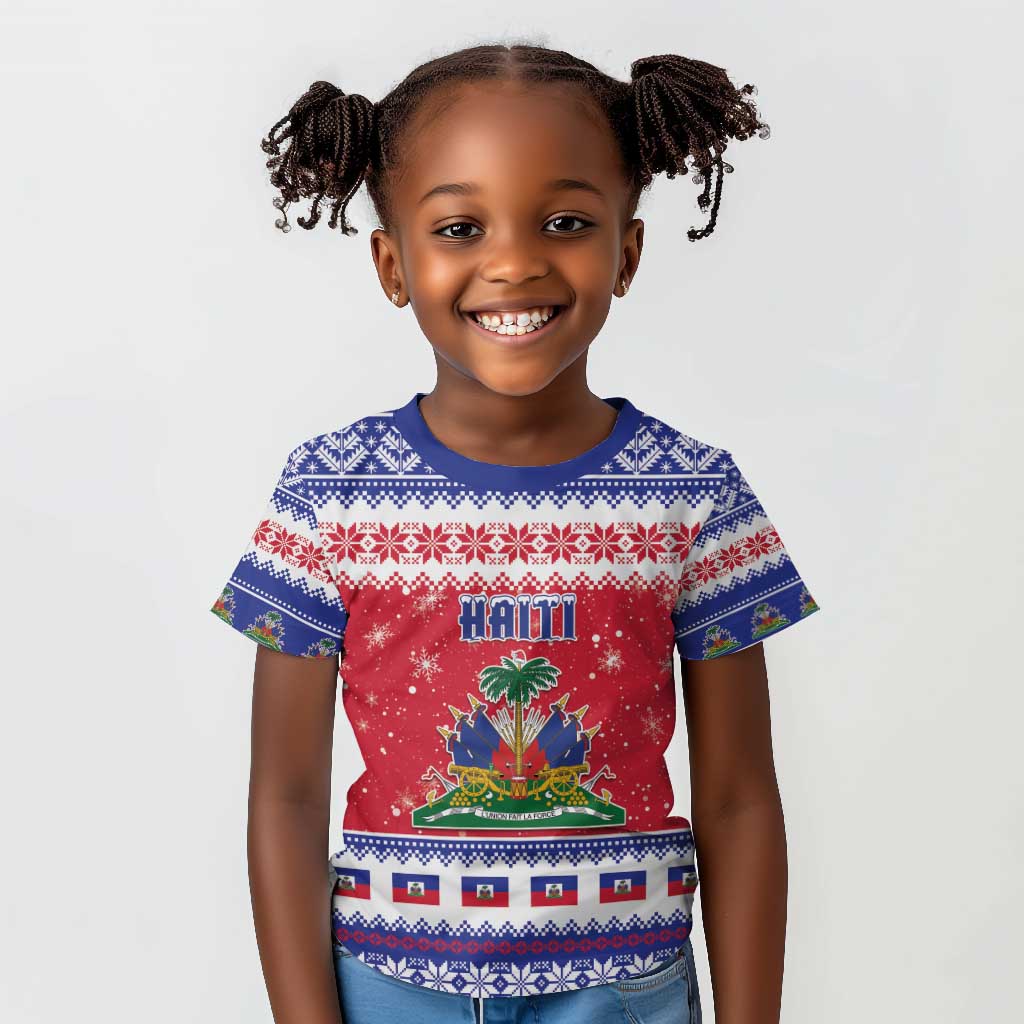 Afro Haiti Christmas Kid T shirt Coat Of Arms Jwaye Nwel - African Pride