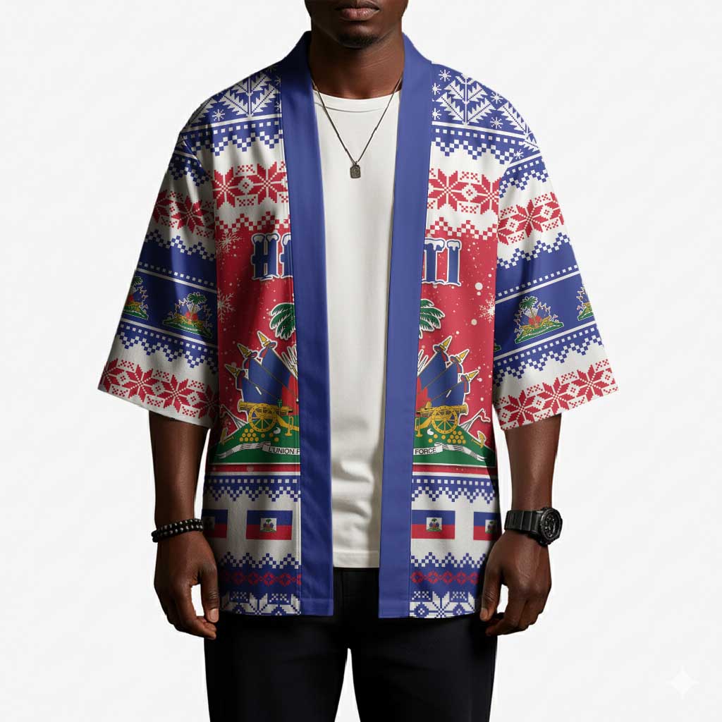 Afro Haiti Christmas Kimono Coat Of Arms Jwaye Nwel