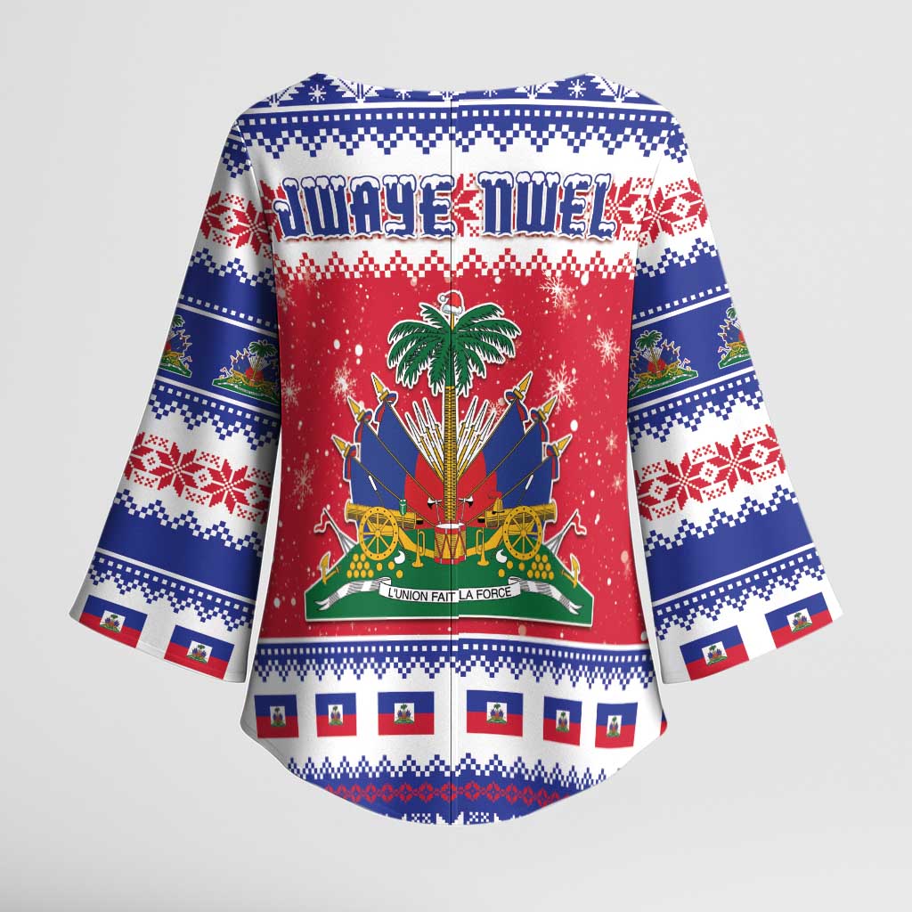 Afro Haiti Christmas Kimono Sleeve Blouse Coat Of Arms Jwaye Nwel
