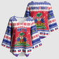 Afro Haiti Christmas Kimono Sleeve Blouse Coat Of Arms Jwaye Nwel