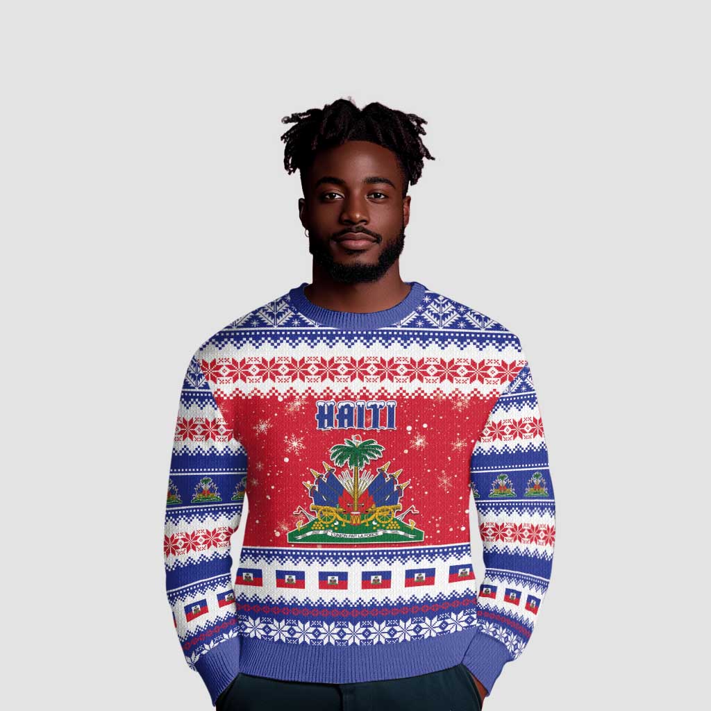 Afro Haiti Christmas Ugly Christmas Sweater Coat Of Arms Jwaye Nwel - African Pride