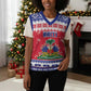 Afro Haiti Christmas Knitted V-Neck Vest Coat Of Arms Jwaye Nwel - African Pride