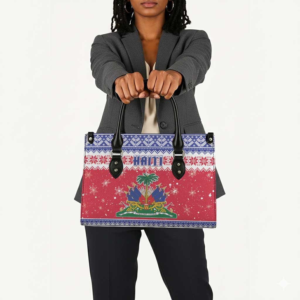 Afro Haiti Christmas Leather Bag Coat Of Arms Jwaye Nwel