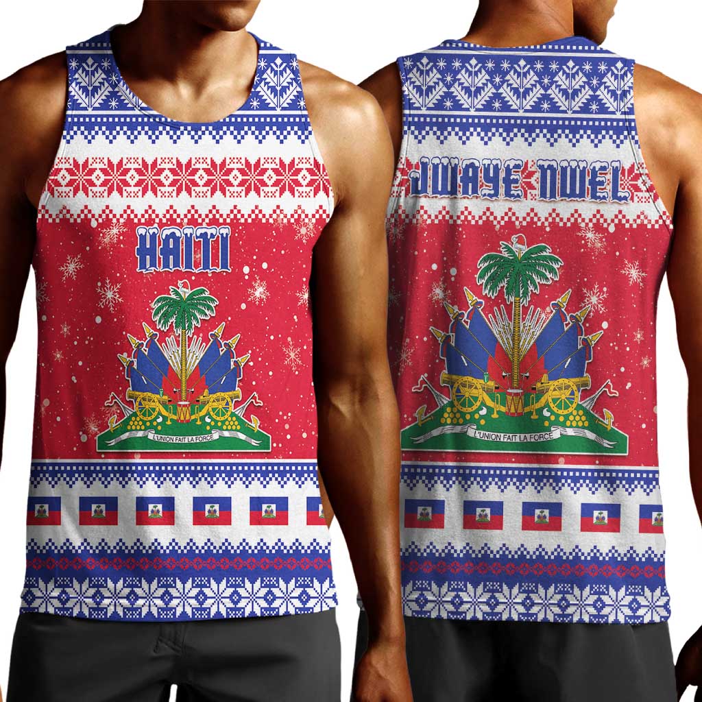 Afro Haiti Christmas Men Tank Top Coat Of Arms Jwaye Nwel - African Pride