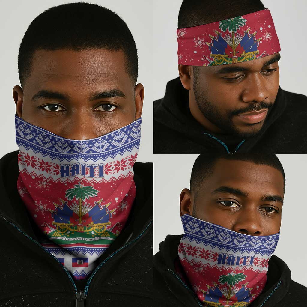Afro Haiti Christmas Neck Gaiter Coat Of Arms Jwaye Nwel - African Pride
