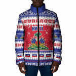 Afro Haiti Christmas Padded Jacket Coat Of Arms Jwaye Nwel