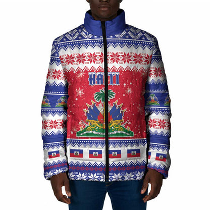 Afro Haiti Christmas Padded Jacket Coat Of Arms Jwaye Nwel