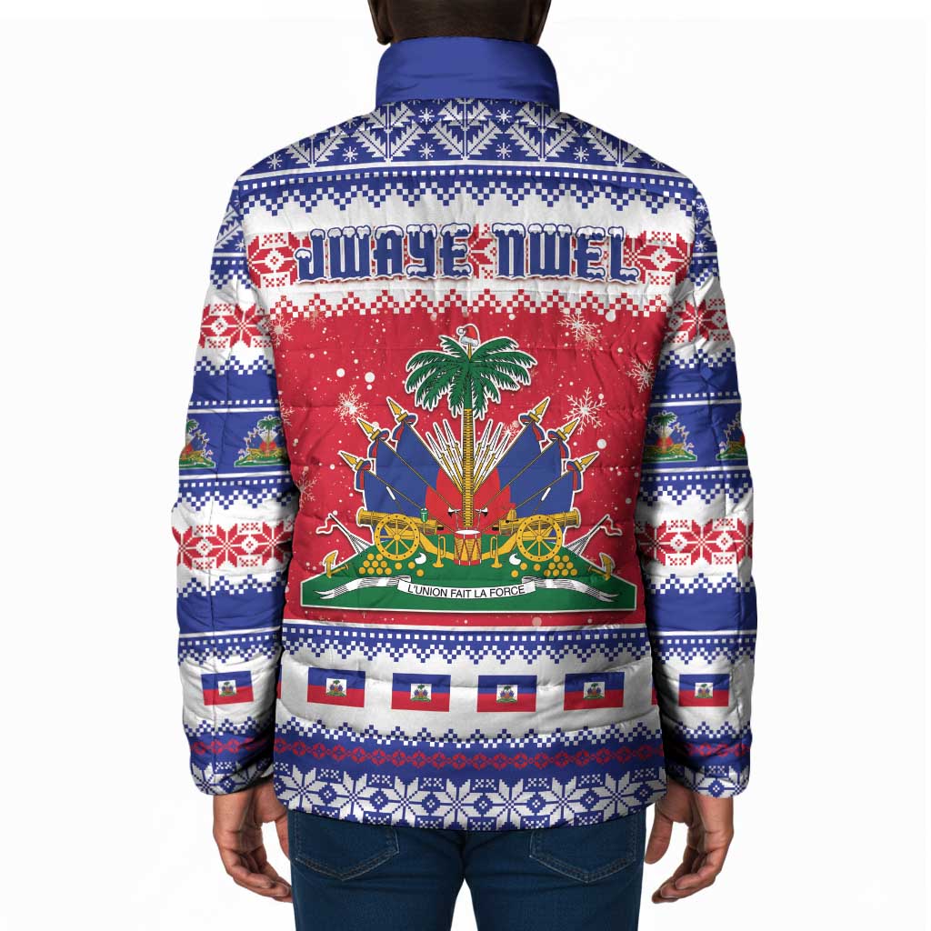 Afro Haiti Christmas Padded Jacket Coat Of Arms Jwaye Nwel