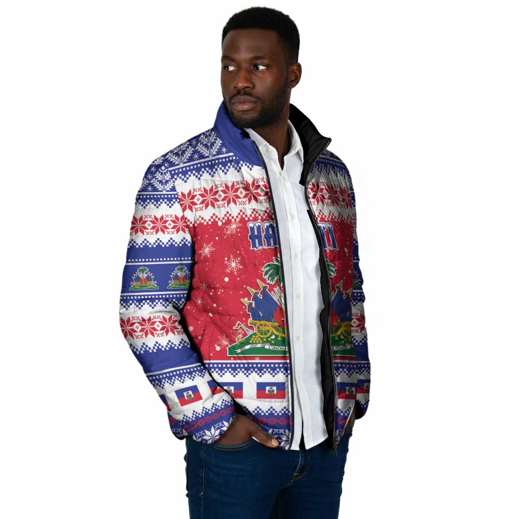 Afro Haiti Christmas Padded Jacket Coat Of Arms Jwaye Nwel