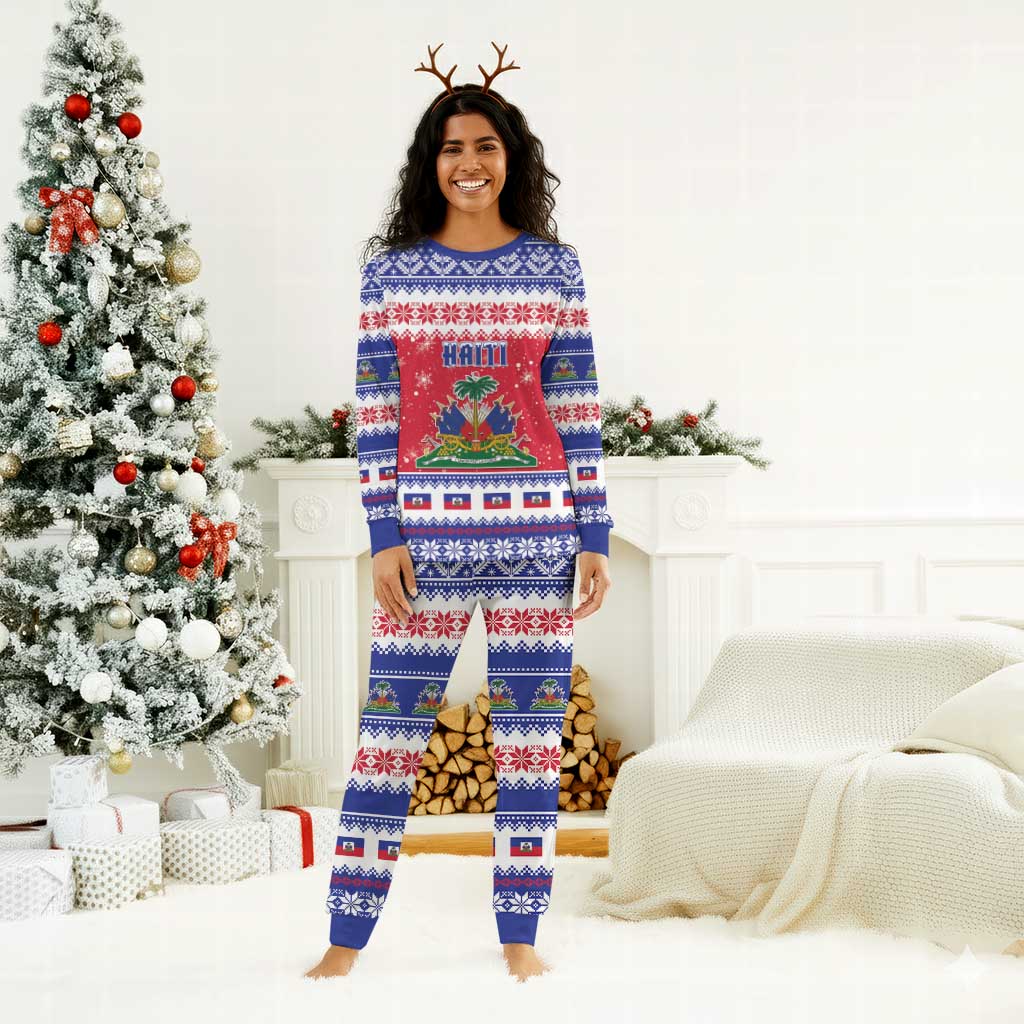 Afro Haiti Christmas Pajama Set Coat Of Arms Jwaye Nwel - African Pride