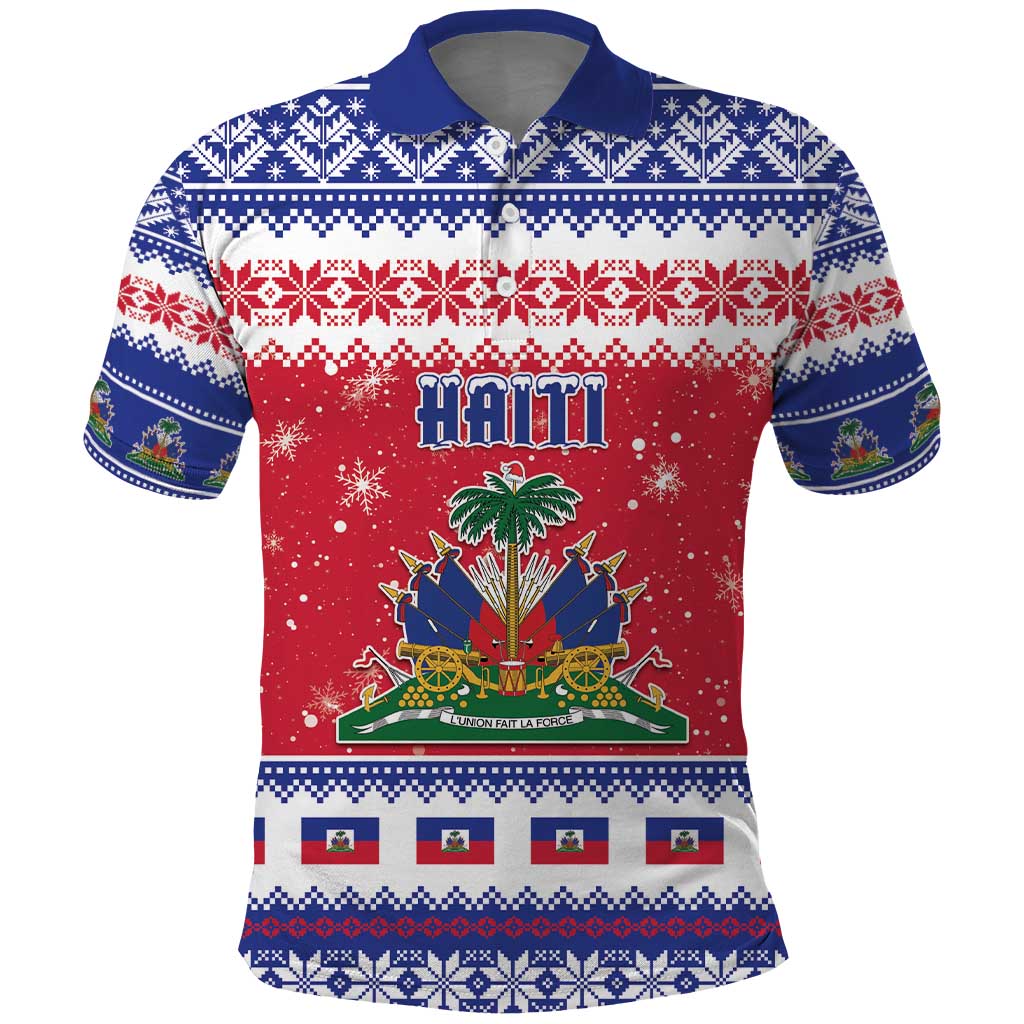 Afro Haiti Christmas Polo Shirt Coat Of Arms Jwaye Nwel - African Pride
