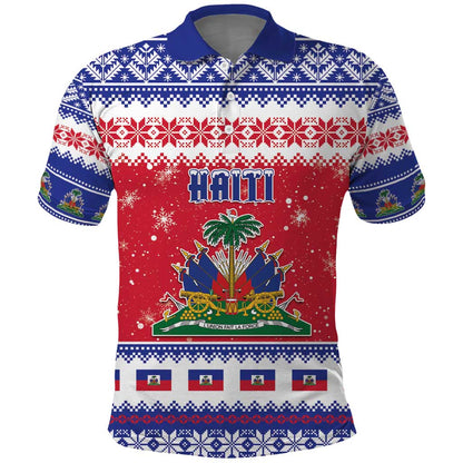 Afro Haiti Christmas Polo Shirt Coat Of Arms Jwaye Nwel - African Pride