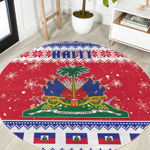 Afro Haiti Christmas Round Carpet Coat Of Arms Jwaye Nwel - African Pride
