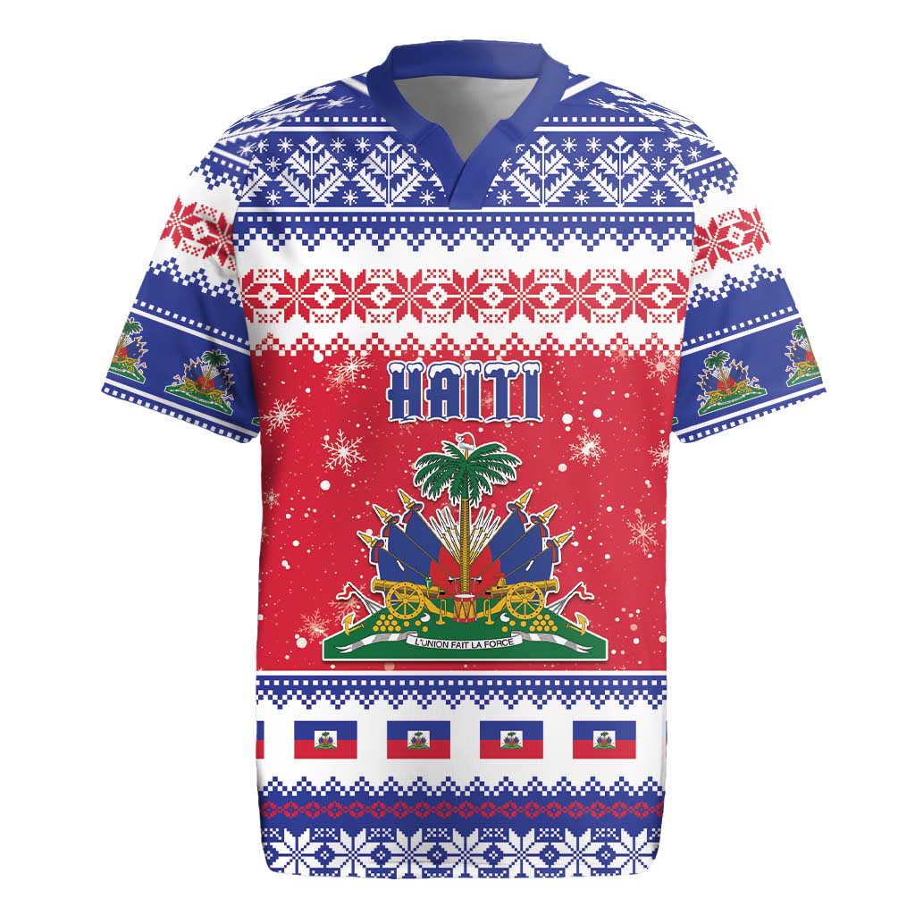 Afro Haiti Christmas Rugby Jersey Coat Of Arms Jwaye Nwel - African Pride