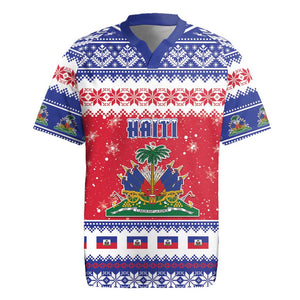 Afro Haiti Christmas Rugby Jersey Coat Of Arms Jwaye Nwel - African Pride