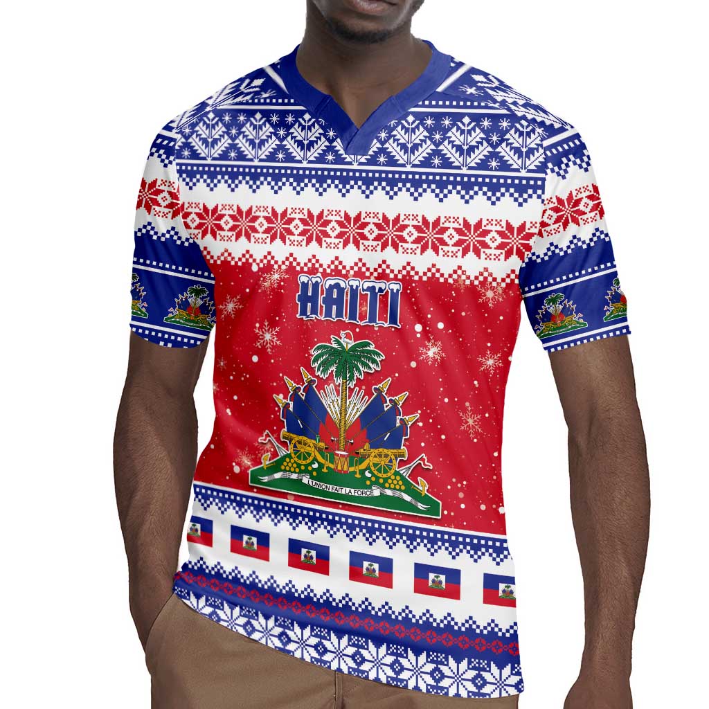 Afro Haiti Christmas Rugby Jersey Coat Of Arms Jwaye Nwel - African Pride