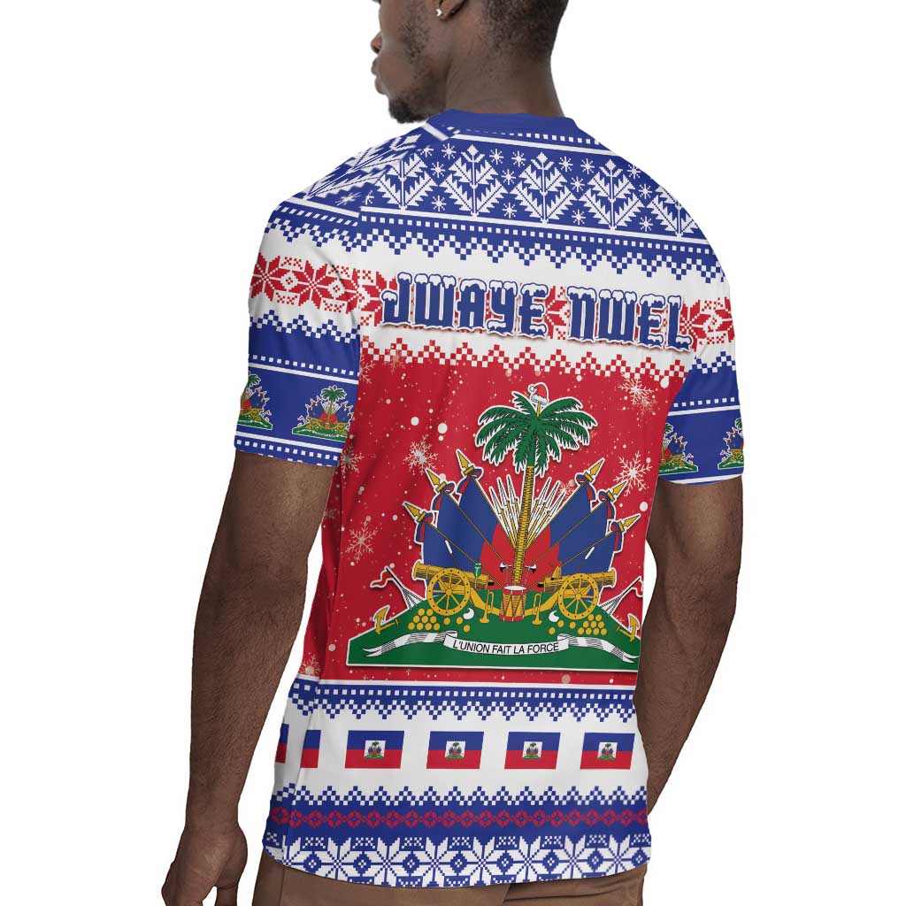 Afro Haiti Christmas Rugby Jersey Coat Of Arms Jwaye Nwel - African Pride