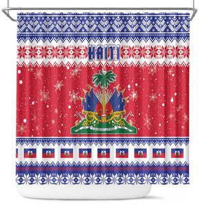 Afro Haiti Christmas Shower Curtain Coat Of Arms Jwaye Nwel - African Pride