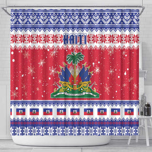 Afro Haiti Christmas Shower Curtain Coat Of Arms Jwaye Nwel - African Pride