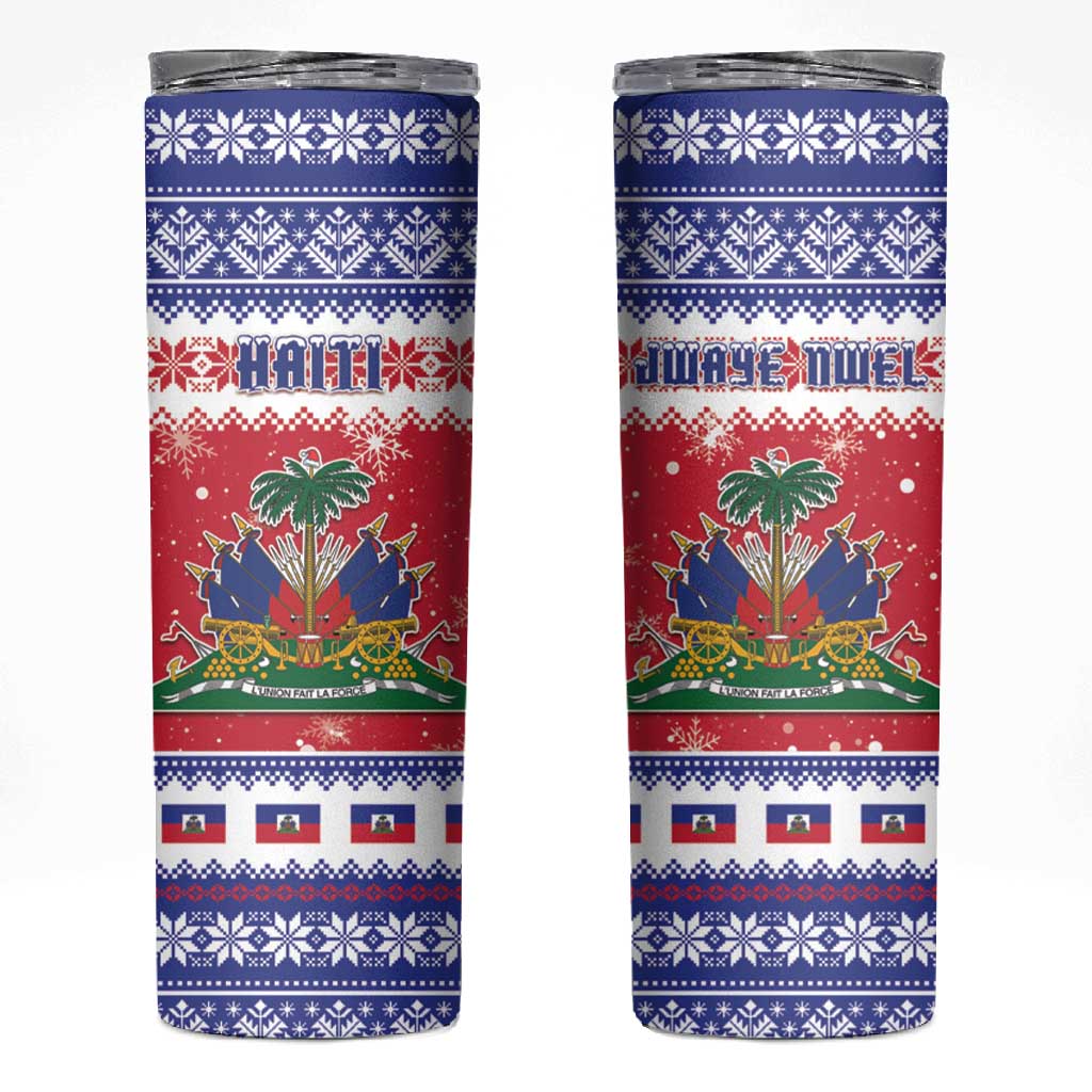 Afro Haiti Christmas Skinny Tumbler Coat Of Arms Jwaye Nwel - African Pride