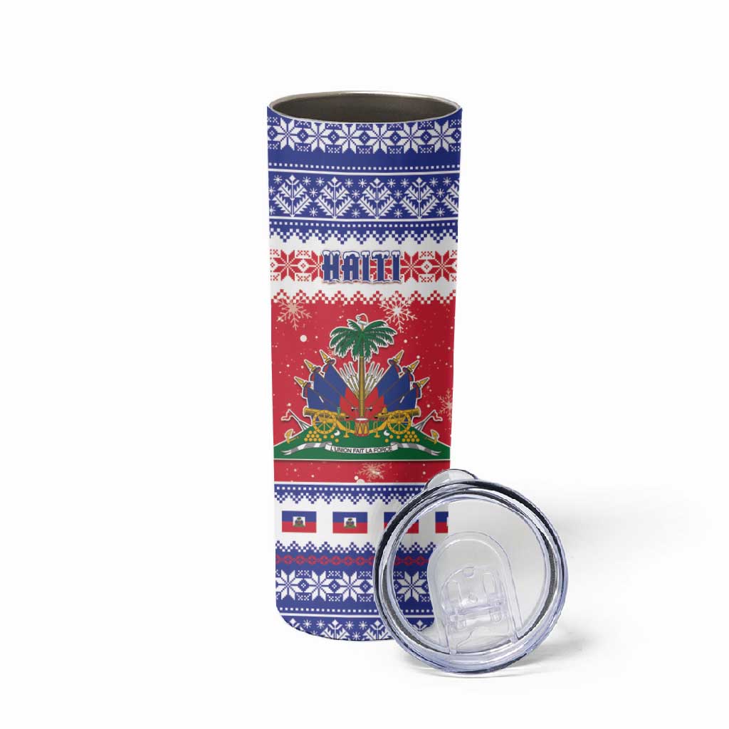 Afro Haiti Christmas Skinny Tumbler Coat Of Arms Jwaye Nwel - African Pride
