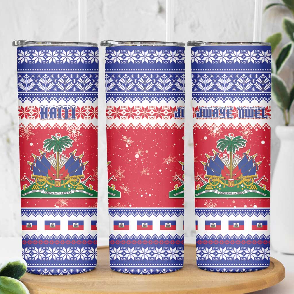 Afro Haiti Christmas Skinny Tumbler Coat Of Arms Jwaye Nwel - African Pride