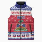 Afro Haiti Christmas Sleeveless Puffer Jacket Coat Of Arms Jwaye Nwel