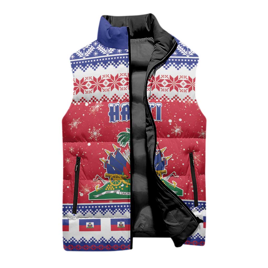 Afro Haiti Christmas Sleeveless Puffer Jacket Coat Of Arms Jwaye Nwel