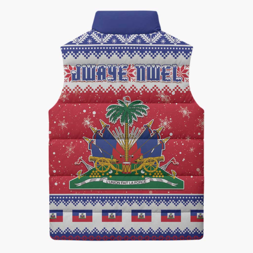 Afro Haiti Christmas Sleeveless Puffer Jacket Coat Of Arms Jwaye Nwel