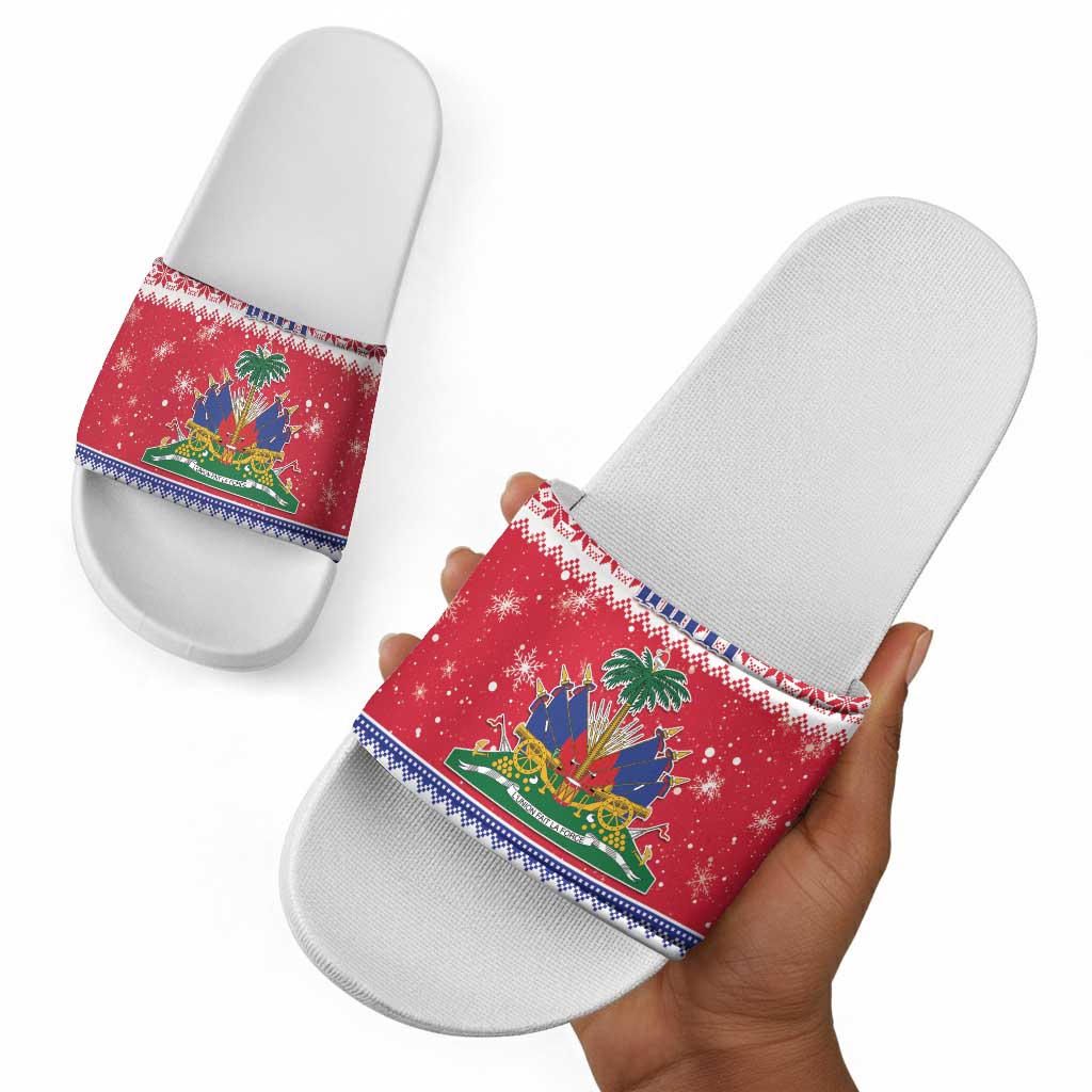 Afro Haiti Christmas Slide Sandals Coat Of Arms Jwaye Nwel