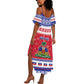 Afro Haiti Christmas Summer Maxi Dress Coat Of Arms Jwaye Nwel - African Pride